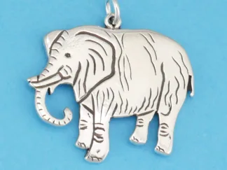 Microsculptures 0514 Bull Elephant Silver Pendant
