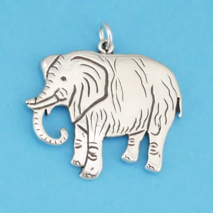 Microsculptures 0514 Bull Elephant Silver Pendant
