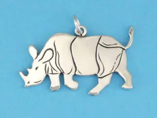 Microsculptures 0519 Running Black Rhinoceros Silver Charm