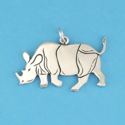 Microsculptures 0519 Running Black Rhinoceros Silver Charm