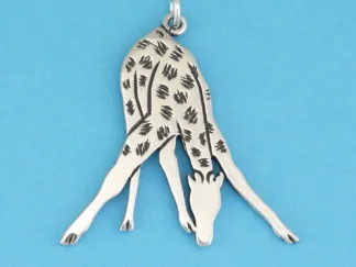 Microsculptures 0522 Giraffe at the Watering Hole Silver Charm