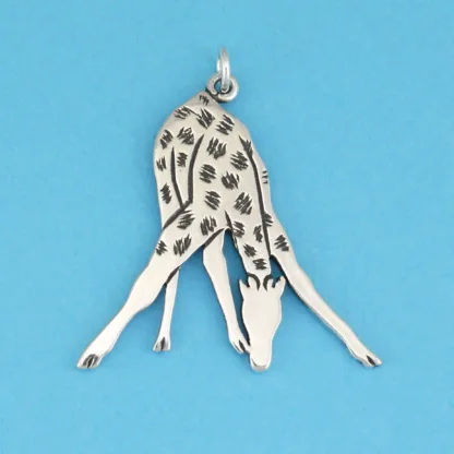 Microsculptures 0522 Giraffe at the Watering Hole Silver Charm