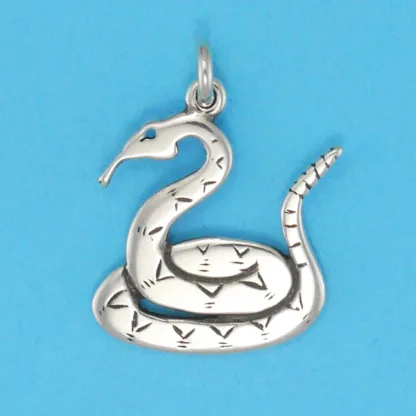 Microsculptures 0554 Coiled Rattlesnake Silver Charm