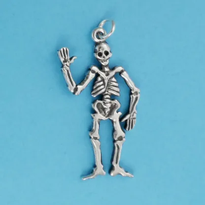 Microsculptures 0561 Skeleton Waving Silver Charm