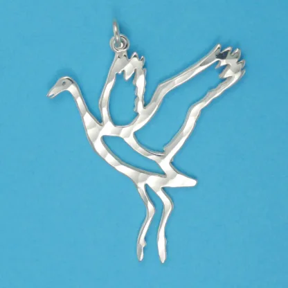 Microsculptures 0566 Dancing Crane Silver Charm
