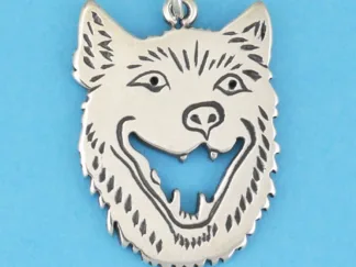 Microsculptures 0571 Laughing Wolf Head Silver Pendant
