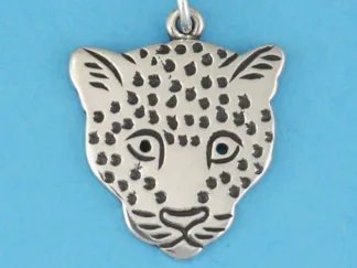 Microsculptures 0572 Leopard Face Silver Charm