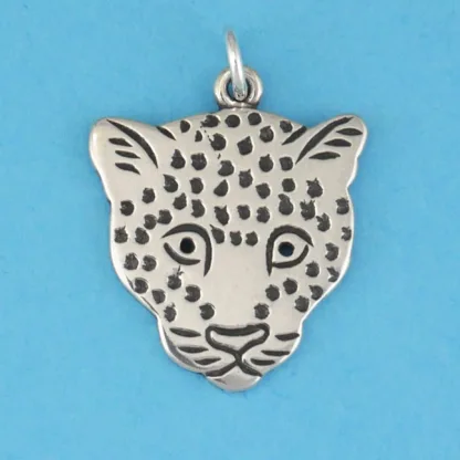 Microsculptures 0572 Leopard Face Silver Charm