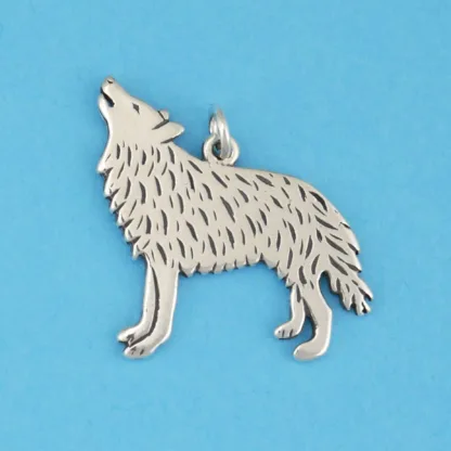 Microsculptures 0585 Howling Wolf Silver Charm
