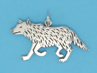 Microsculptures 0586 Running Wolf Silver Charm