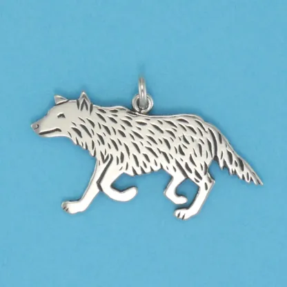 Microsculptures 0586 Running Wolf Silver Charm