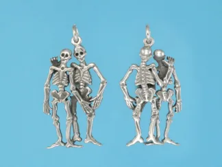 Microsculptures 0595 Skeleton Best Friends Silver Charm