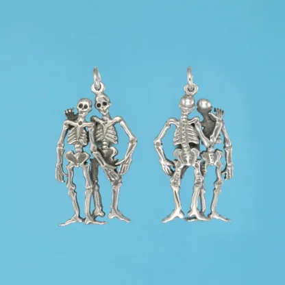Microsculptures 0595 Skeleton Best Friends Silver Charm