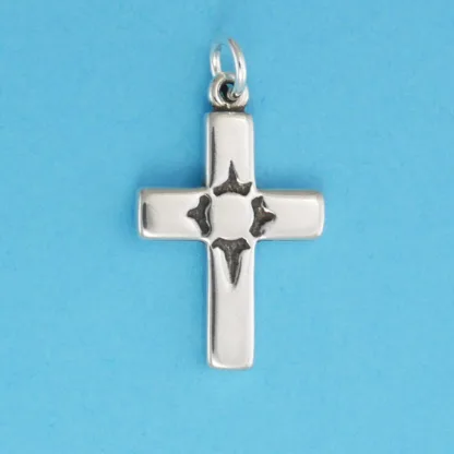 Microsculptures 0603 Rosette Cross Silver Charm