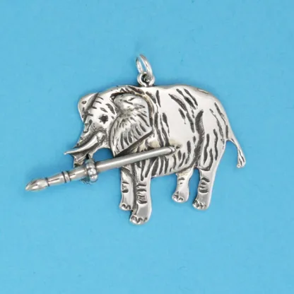Microsculptures 0616 Elephant Painting Silver Charm
