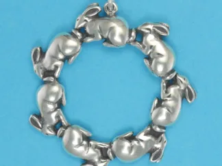 Microsculptures 0623 Bunny Rabbit Circle Silver Pendant