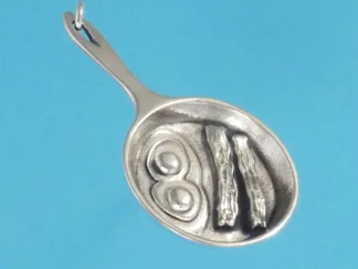 Microsculptures 0638 Skillet with Eggs & Bacon Silver Charm