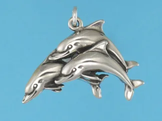 Microsculptures 0657 Dolphin Trio Silver Pendant
