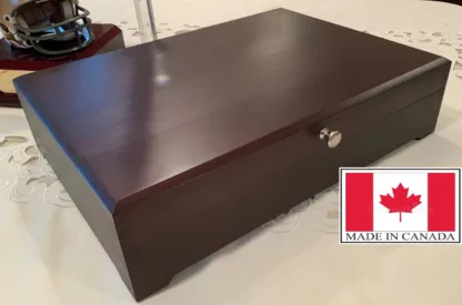 Canadian Woods 10-Slot Rack Flatware Chest Dark Mahogany