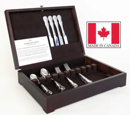 Canadian Woods 10-Slot Rack Flatware Chest Dark Mahogany