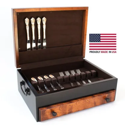 Exotic, Flaming Amish Birch, 1-Drawer Anti-Tarnish Lining Flatware Chest