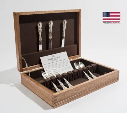 Rustic Americana, 10-Slot Rack Flatware Chest Natural Mahogany