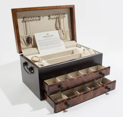 Exotic, Flaming Amish Birch, 2-Drawer Jewelry Chest
