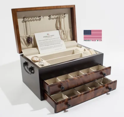 Exotic, Flaming Amish Birch, 2-Drawer Jewelry Chest