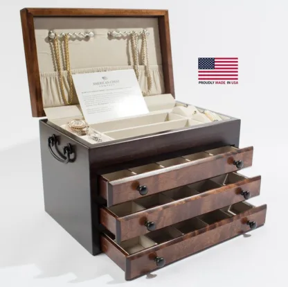 Exotic, Flaming Amish Birch, 3-Drawer Jewelry Chest