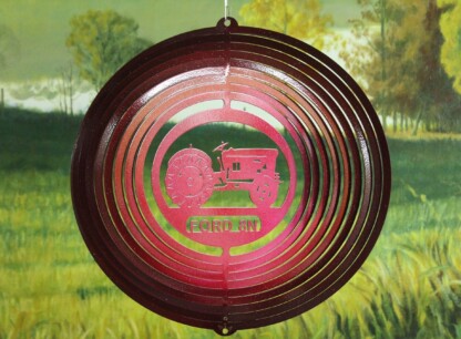 Dakota Steel Art 03361 12" Blue Tractor 8N Wind Spinner - Red Starlight