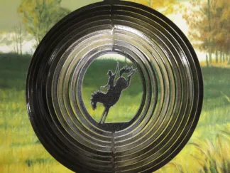 Dakota Steel Art 03651 12" Bronco Rider Wind Spinner - Black Starlight