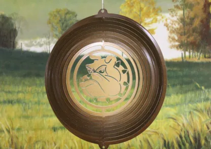 Dakota Steel Art 04255 12" Bull Dog Face Wind Spinner - Copper Starlight