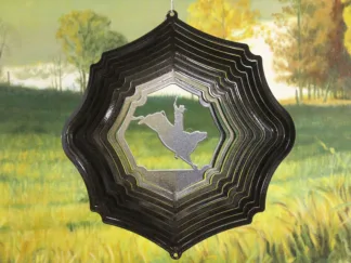 Dakota Steel Art 04551 12" Bull Rider Wind Spinner - Black Starlight