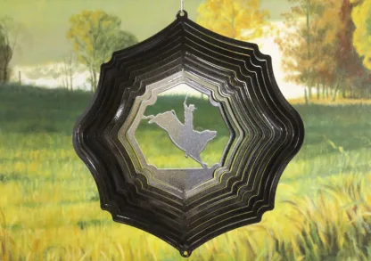 Dakota Steel Art 04551 12" Bull Rider Wind Spinner - Black Starlight