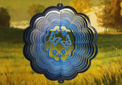 Dakota Steel Art 04852 12" Butterfly 3D Wind Spinner - Blue Starlight