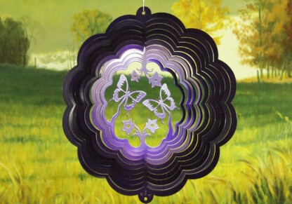 Dakota Steel Art 04859 12" Butterfly 3D Wind Spinner - Purple Starlight