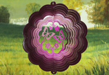 Dakota Steel Art 04860 12" Butterfly 3D Wind Spinner - Raspberry Starlight