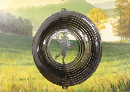 Dakota Steel Art 07251 12" Cowboy Wind Spinner - Black Starlight