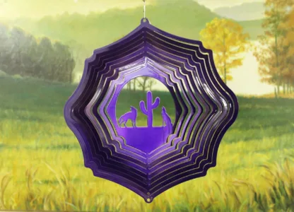 Dakota Steel Art 07809 12" Coyote Wind Spinner - Purple Starlight