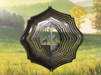 Dakota Steel Art 07851 12" Coyote Wind Spinner - Black Starlight