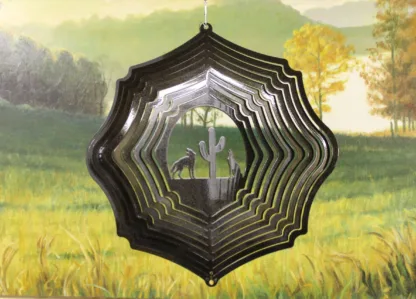 Dakota Steel Art 07851 12" Coyote Wind Spinner - Black Starlight