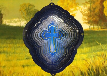 Dakota Steel Art 08152 12" Cross Wind Spinner - Blue Starlight