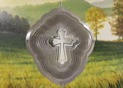 Dakota Steel Art 08154 12" Cross Wind Spinner - Silver Starlight