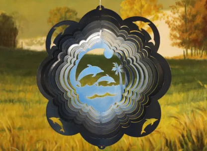 Dakota Steel Art 08752 12" Dolphin Wind Spinner - Blue Starlight