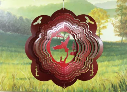 Dakota Steel Art 10261 12" Eagle 3D Wind Spinner - Red Starlight