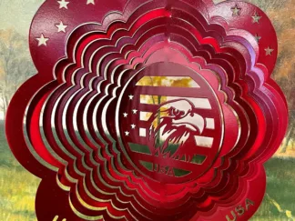 Dakota Steel Art 10561 12" Eagle Head Wind Spinner - Red Starlight
