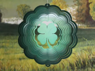 Dakota Steel Art 13556 12" Four Leaf Clover Wind Spinner - Green Starlight