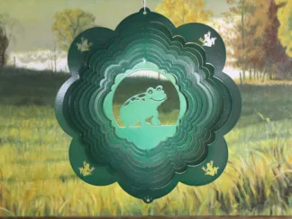 Dakota Steel Art 14156 12" Frog Wind Spinner - Green Starlight