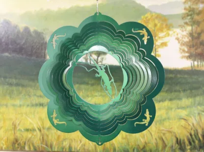 Dakota Steel Art 14356 12" Gator in Florida Wind Spinner - Green Starlight