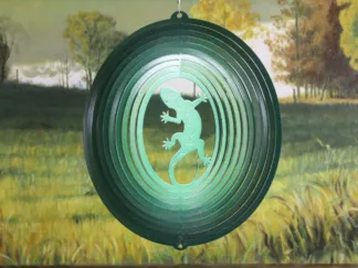 Dakota Steel Art 14456 12" Gecko Wind Spinner - Green Starlight